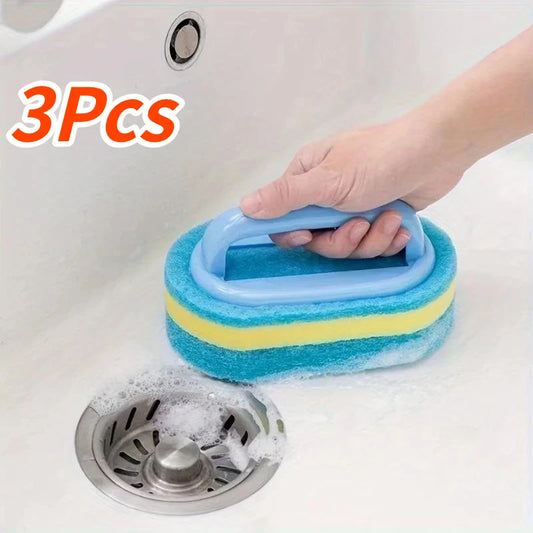 Sponge Cleaning Brush With Handle Bathtub Tile Scrub Brush Kitchen