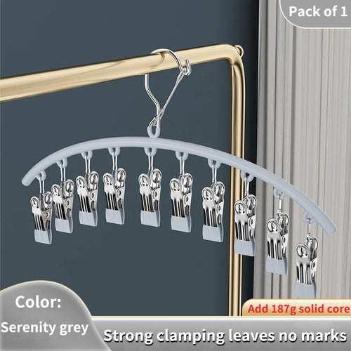10 Clips Stainless Steel Sock Clip Pace-Saving Arc Sock Drying Rack