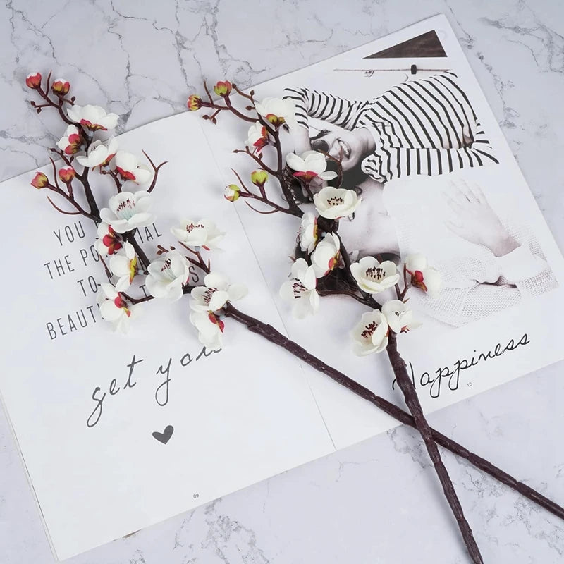 Artificial Flowers Spring Plum Blossom Peach Branch Silk Flowers for