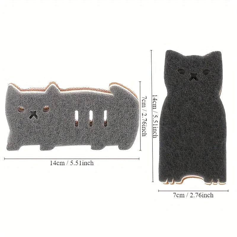 4-piece Cute Cat Kitchen Sponge Set - Thick and Durable Dishwashing
