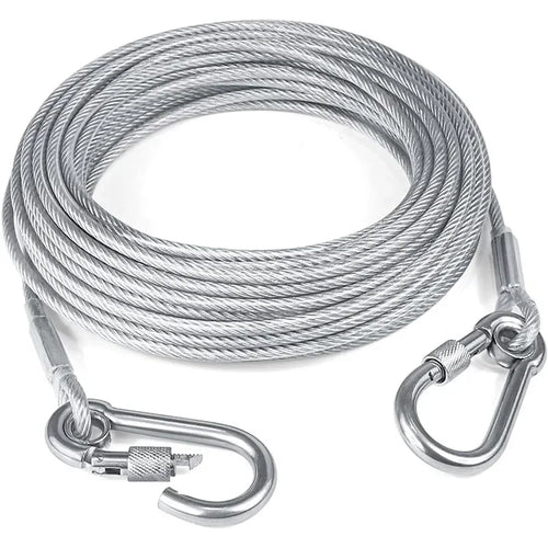 Double-headed Dog Tie Out Cable Leash ,raction rope with metal buckle