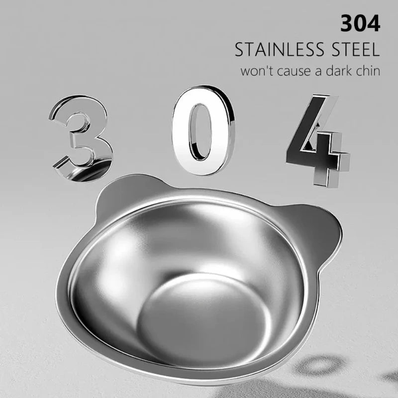 ‌304 Stainless Steel Raised Cat Bowl with 15° Elevated Design Tilted