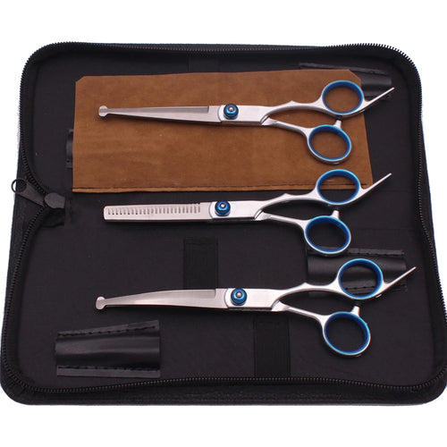 6.0'' Pet Grooming Safety Scissors Hair Cutting Curved Thinning Comb