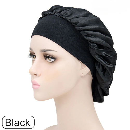 Adjust Solid Satin Bonnet Hair Styling Cap Long Hair Care Women Night