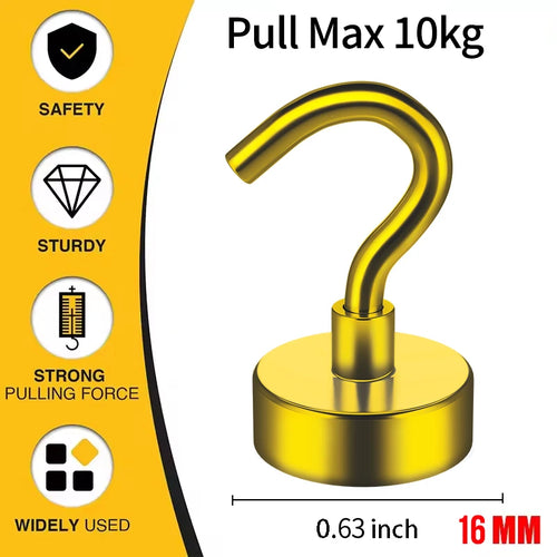 3/6Pcs Magnetic Hooks Heavy Duty, 25 LBS Strong Magnets with Metal