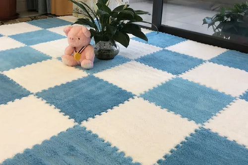 30*30CM Soft Plush Children Kids Rug Play Mat Puzzle Carpet Warm