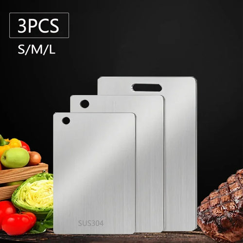 Double Sided 304 Stainless Steel Cutting Board Anti-Slip Chopping