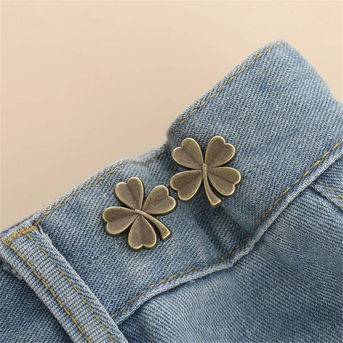 1 Pair Jeans Button Adjustable Clips for Pant Skirts Waist Tightener