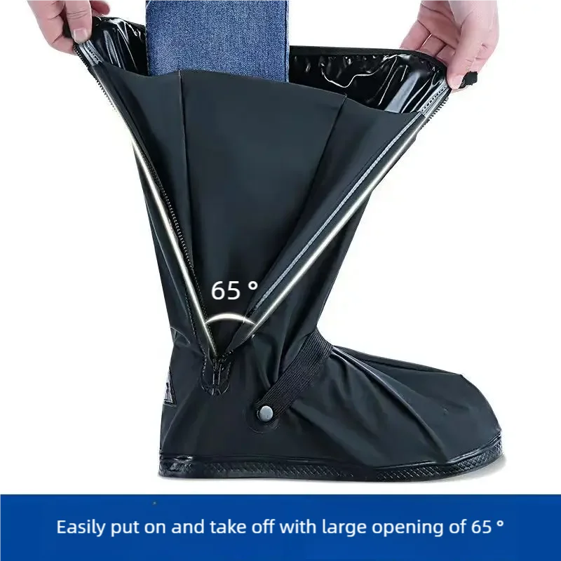 Rain Boot Shoe Cover Black Waterproof with Reflector High Top Clear