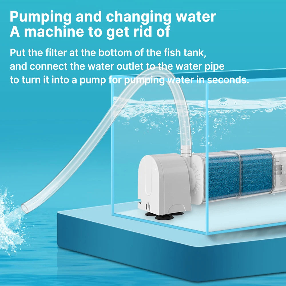 Aquarium Filter Pump Fish Tank Submersible Silent Air Oxygen Aerator