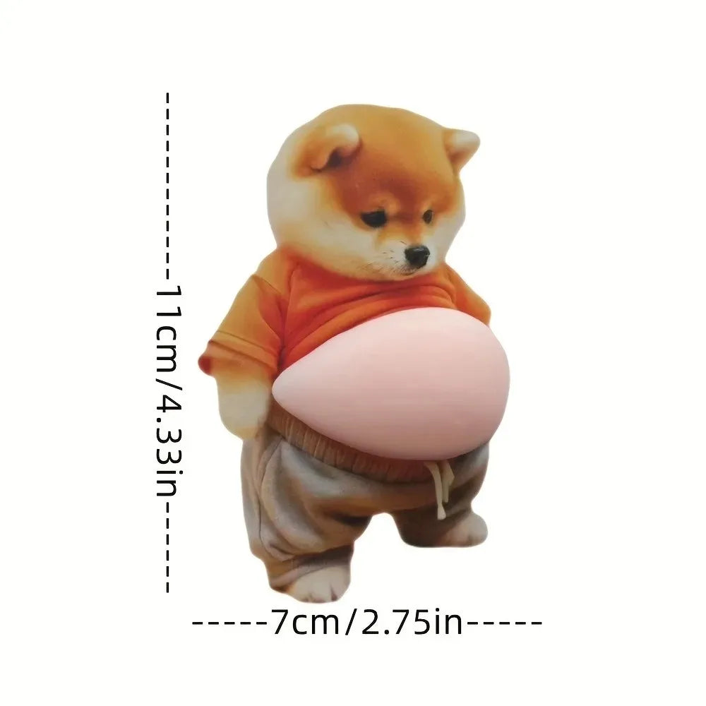 3D Shiba Inu Dog Belly Sticker - Cute puppy wearing orange outfit with