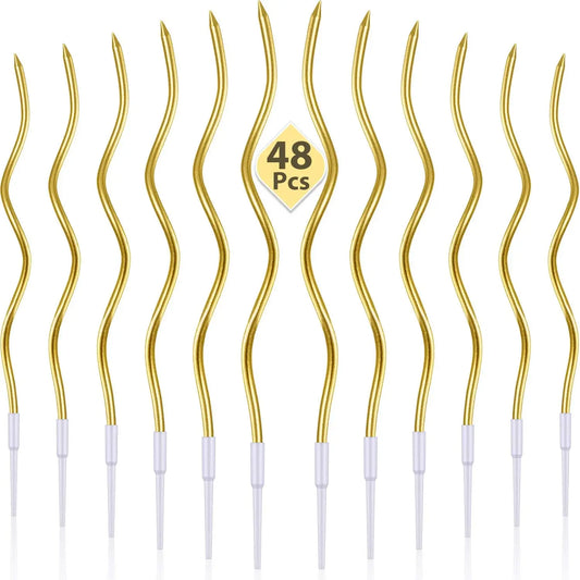 6/12/48pcs Birthday Candles Spiral Cake Candles  Long Thin Cake