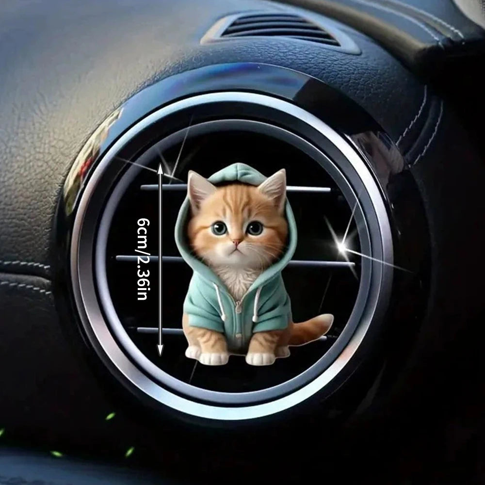 1PC Hoodie Kitten Finished Ventilating Clip Car Decoration
