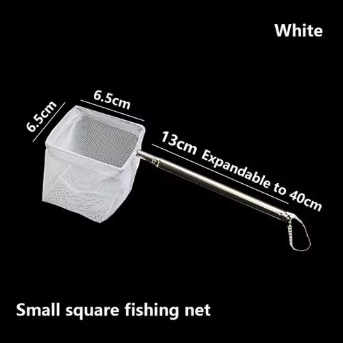 Aquarium Square Fishing Net With Suction Cup Extendable Long Handle