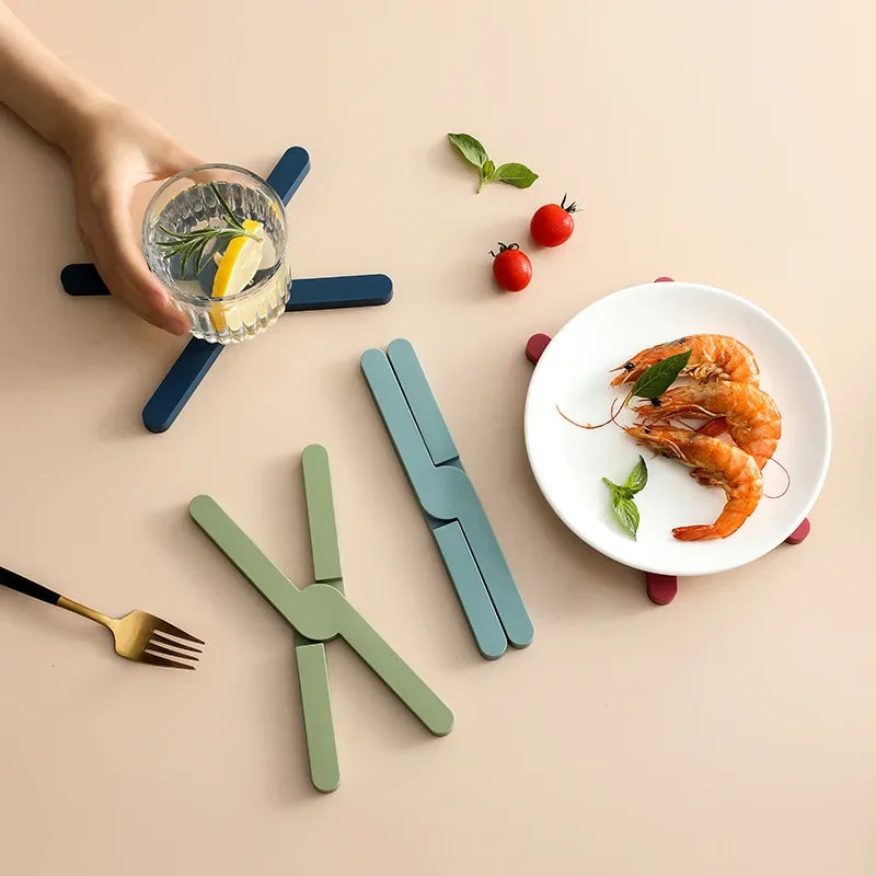 Silicone X Shaped Heat Resistant Pad Foldable Non-Slip Pot Pan Mat