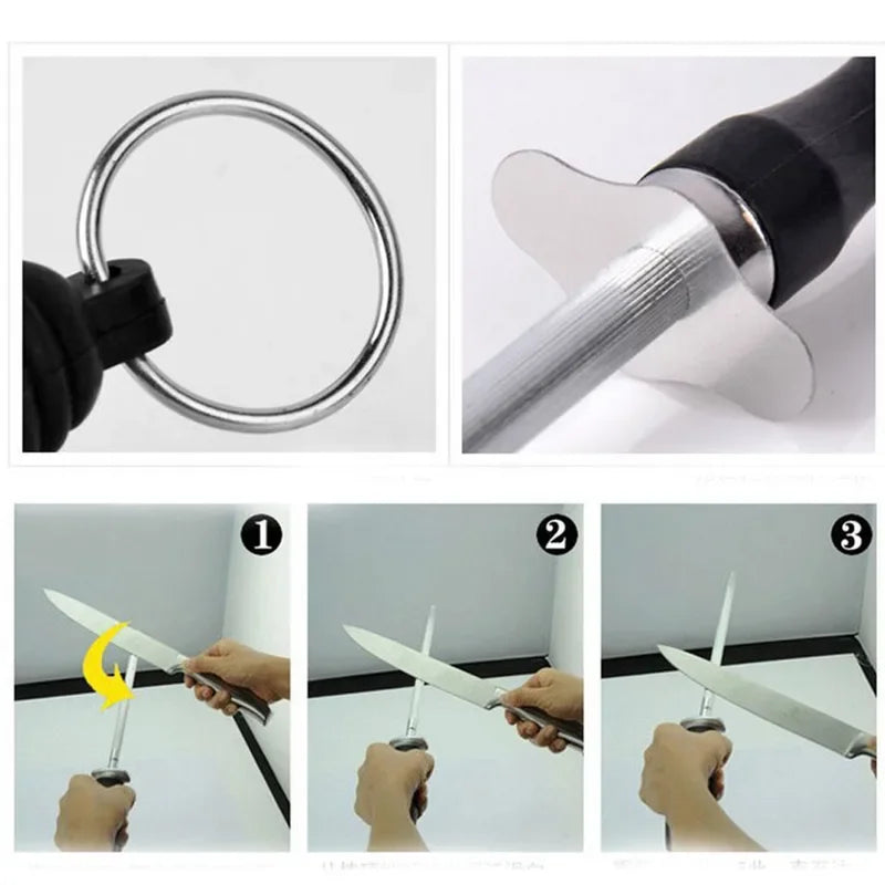 26cm Professional Carbon Steel Knife Sharpener Rod Durable Knife