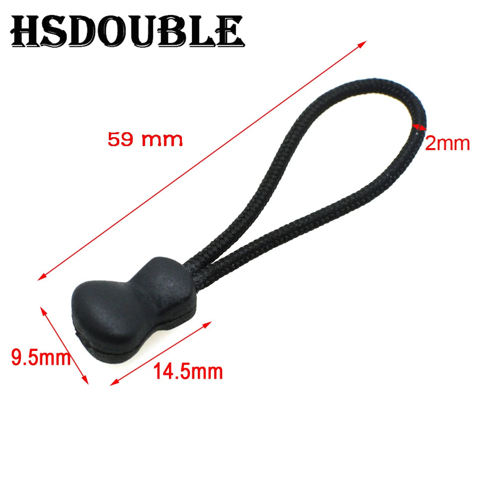 10 Pcs/Pack Zipper Pulls Cord Ends Strap Lariat Black For Apparel
