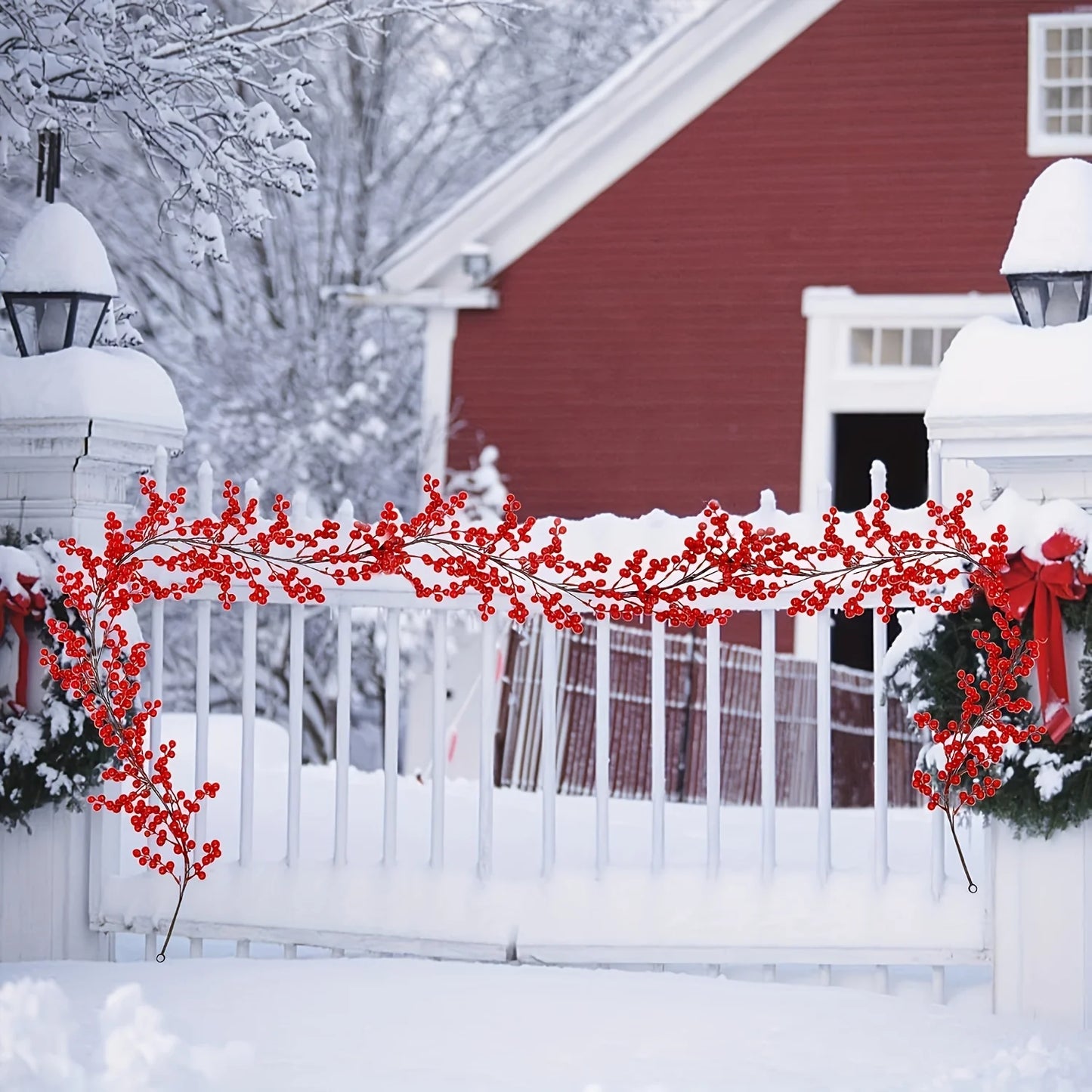 1pc 190cm Artificial Cranberry Vine, Christmas - Suitable for Dining