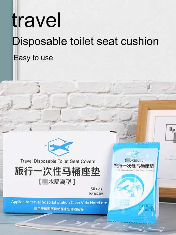 50Pcs Disposable Plastic Toilet Seat Cover Waterproof and Non Slip