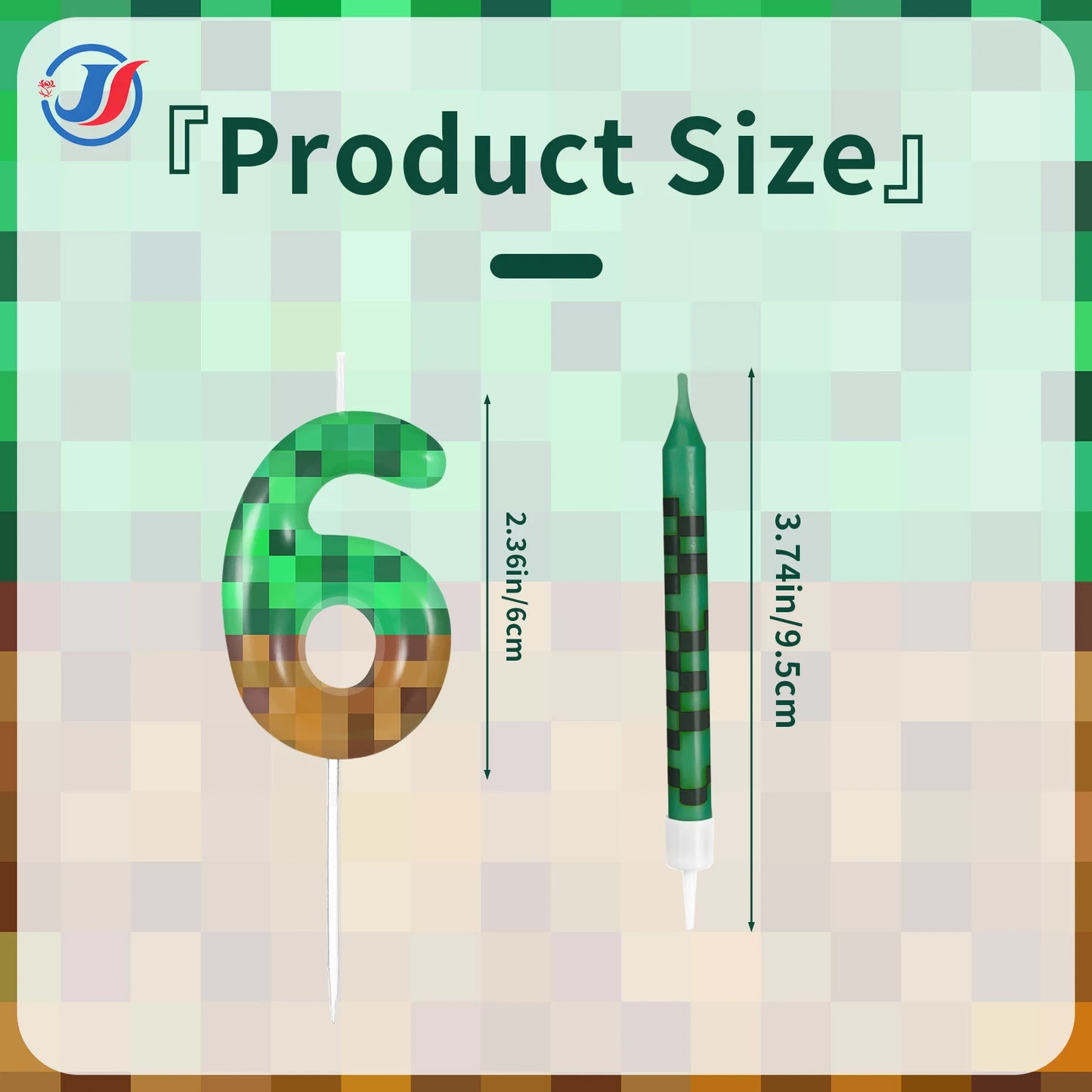 7Pcs Pixel Miner Birthday Cake Candles Topper for Pixel Theme Party