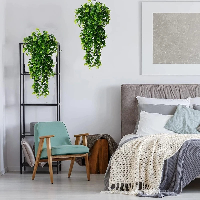 1Pcs Artificial 5Forks Rattan Eucalyptus Wall Hanging Simulation
