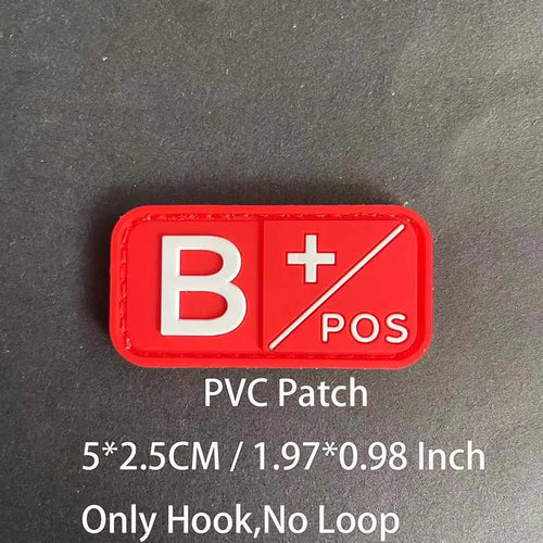 Small Patch with Hook,PVC Blood Type A B AB O POS NEG Emblemen,Patches