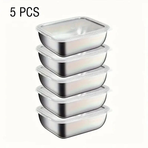 5pcs Stainless Steel Food Storage Stackable Meal Prep Boxes for