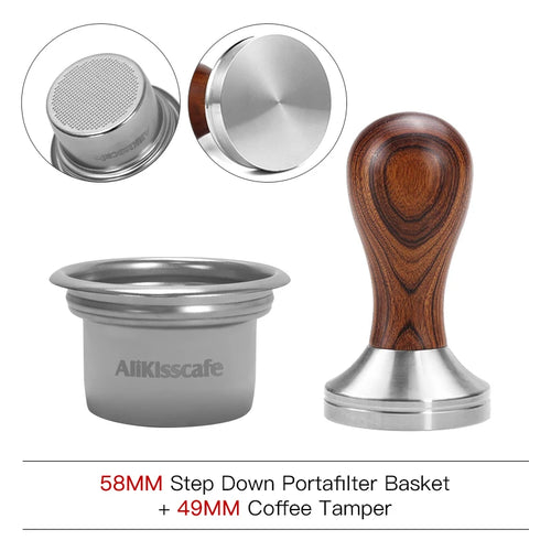 AliKisscafe 58mm to 49mm Step Down Portafilter Basket Kit Coffee