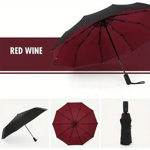 Automatic 10 Bones Sunny Umbrella, Windproof Sunny And Rainy Business