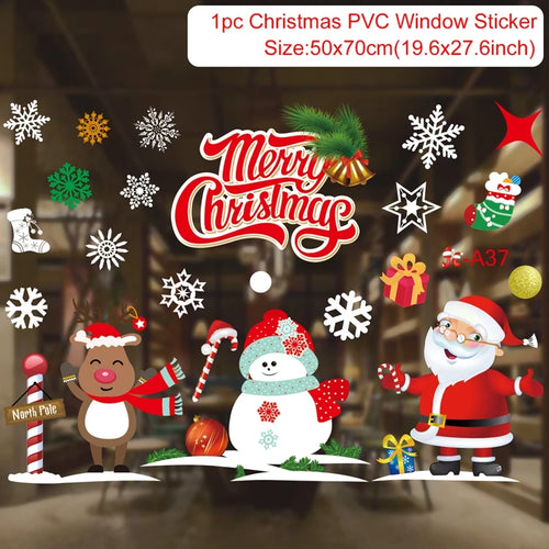 Christmas Window Stickers Merry Christmas Decorations for Home 2025
