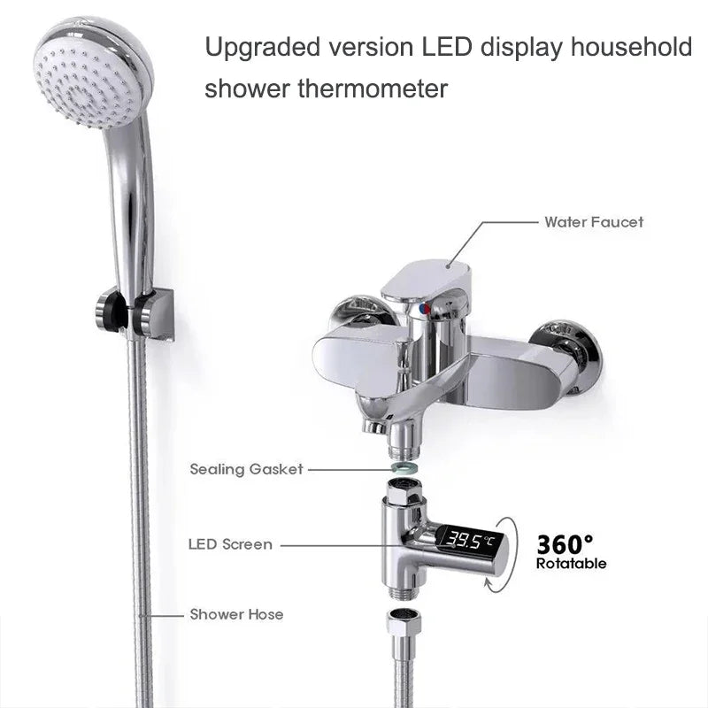 LED Display Home Water Shower Thermometer 5 To 85 Degrees Celsius