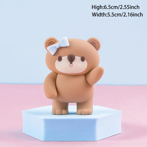 Pink Blue Bear Cake Topper Bear Doll Ornaments Insert Birthday Cake