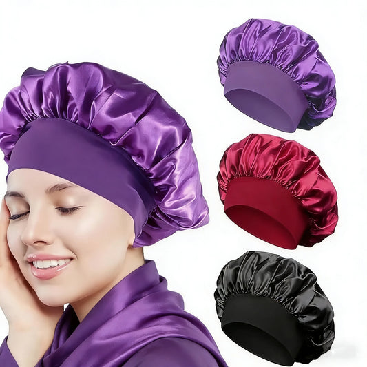 Bonnet Sleeping Cap Nightcap High Elastic Wide Brim Satin Night Hat