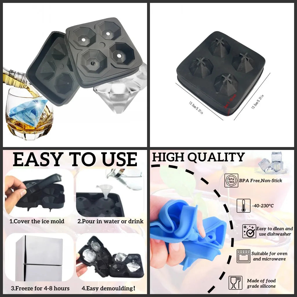 1PC Silicone Ice Cube Tray, Ice Cube Trays for Freezer, Easy Release