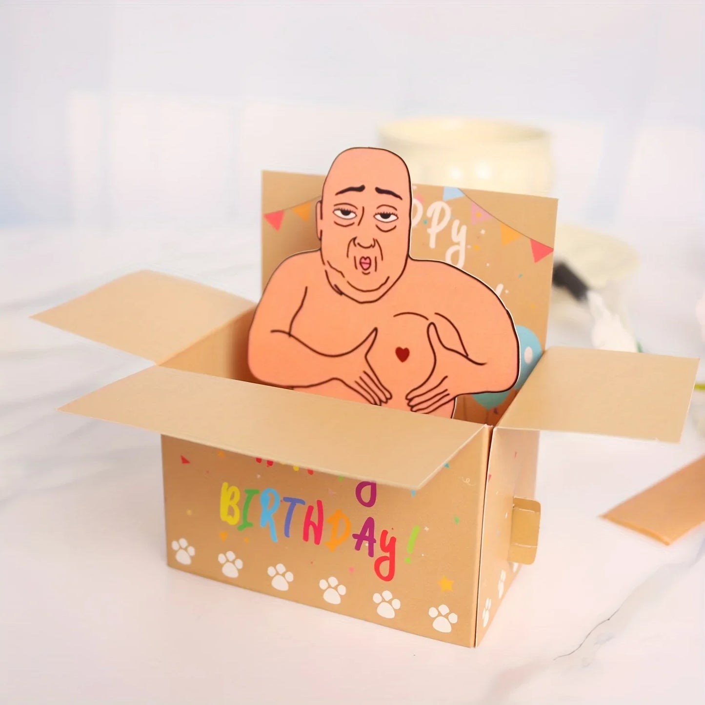 1pc Hilarious Happy Birthday Pop-Up Card - Humorous 3D Character