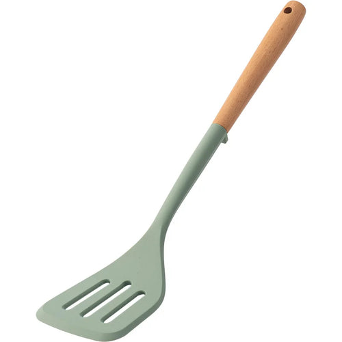 Silicone Kitchen Utensils Set Wooden Handle Non-stick Spatula Cookware