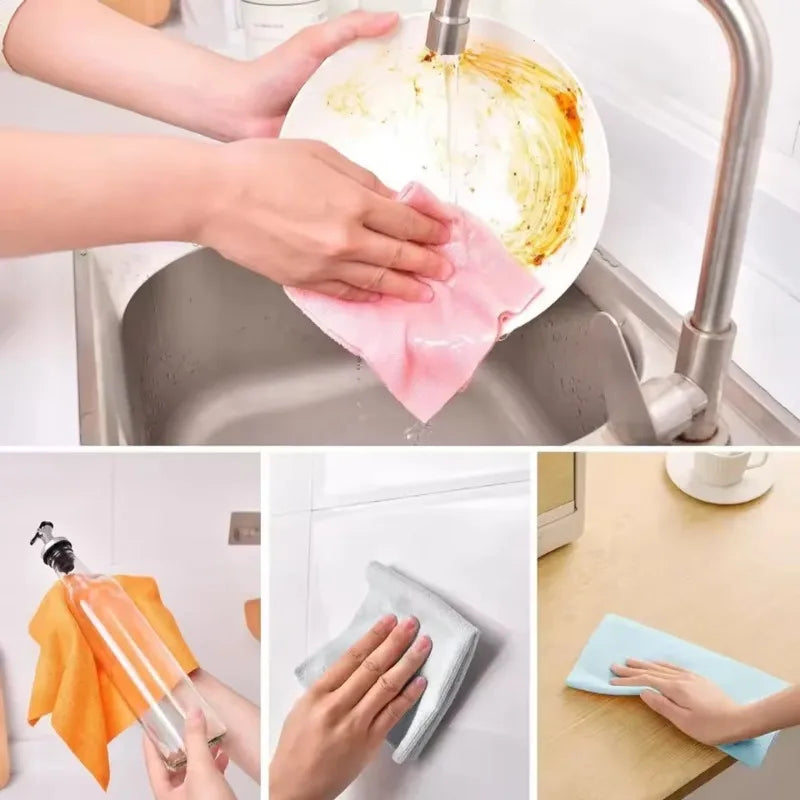 Reusable Cleaning Wipe Household Kitchen Cloth Microfiber Towel Rolls