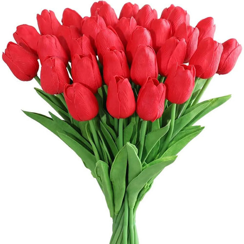 10Pcs Artificial Flower Realistic Touch Tulip Scrapbooking Vase Home