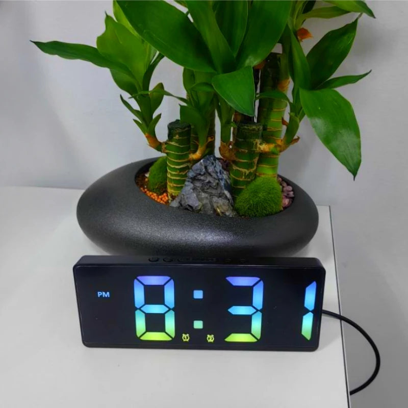Digital Alarm Clock Voice Control Teperature Snooze Night Mode Desktop