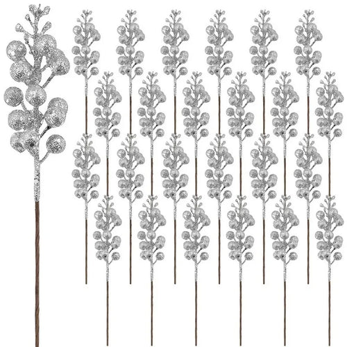 10Pcs Christmas Decoration Artificial 15heads Sparkling Berry Bouquet