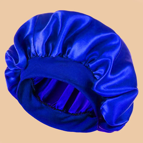 1pc Women's Solid Color Satin Wide-Brimmed Shower Cap, Suitable For