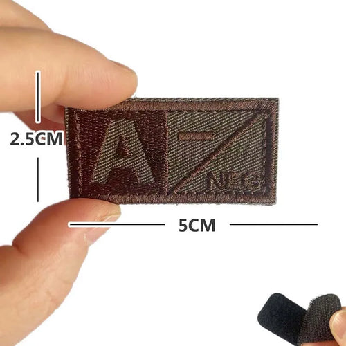 5*2.5CM Small Patch with Hook and Loop Blood Type A B AB O POS NEG