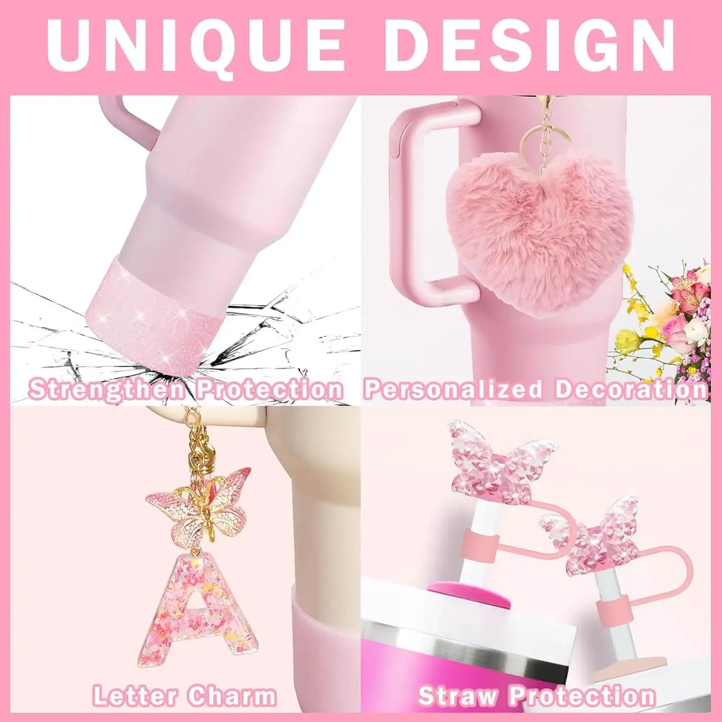 9PCS Cup Accessory Set for Stanley 30oz 40oz Butterfly Straw Cover Cap