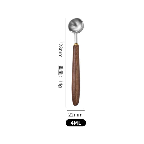 25ml Wooden Handle Stainless Steel Coffee Scoop Tablespoon Measuring