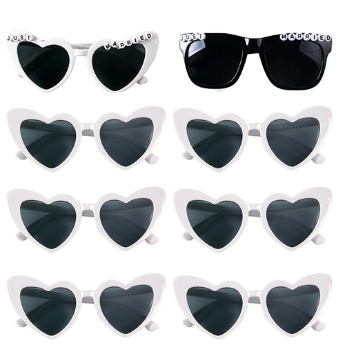 Bachelorette Party Heart Shaped Glasses Black White Pink Avocado Green