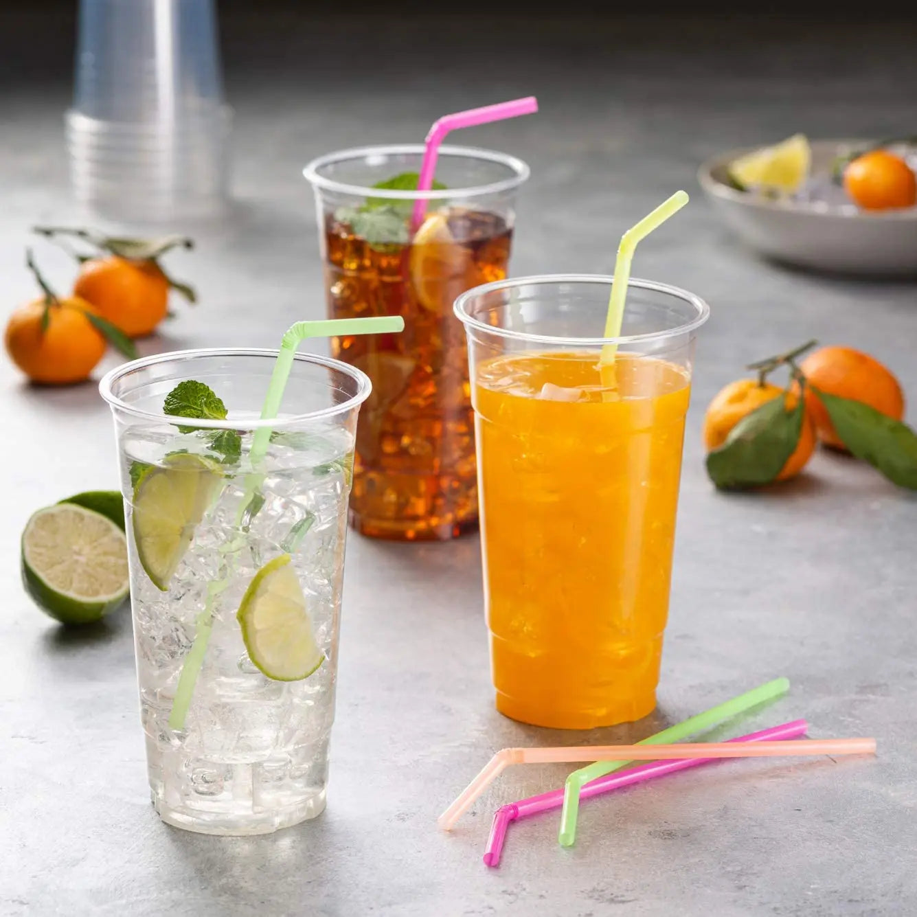 1000-100Counts Neon Colored Flexible Plastic Drinking Straws