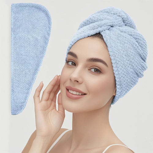 Solid color hair towel Textured dry hair cap 9.8 "X 25.5" absorbent