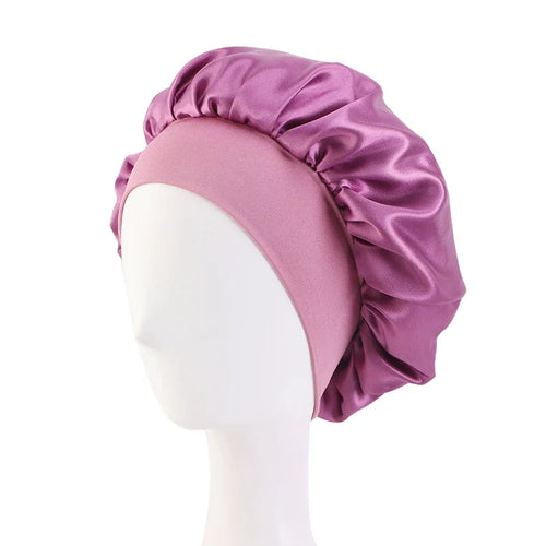 New Satin Wide Brim Nightcap Silky Bonnet Hair Wrap for Sleeping Sleep