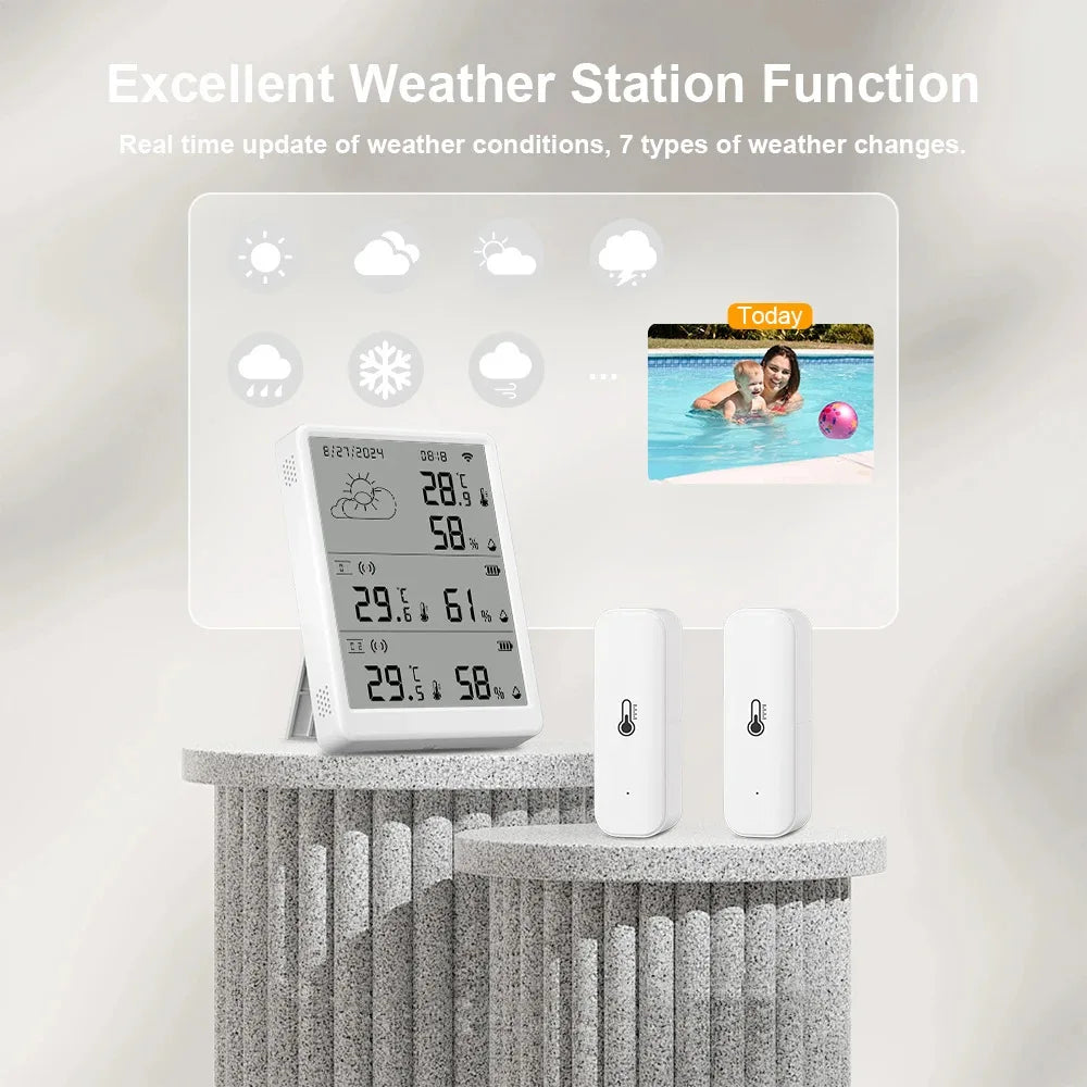 Tuya WiFi+RF433 Temperature And Humidity Sensor Sets Screen Display