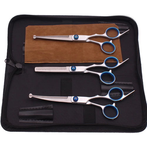 6.0'' Pet Grooming Safety Scissors Hair Cutting Curved Thinning Comb